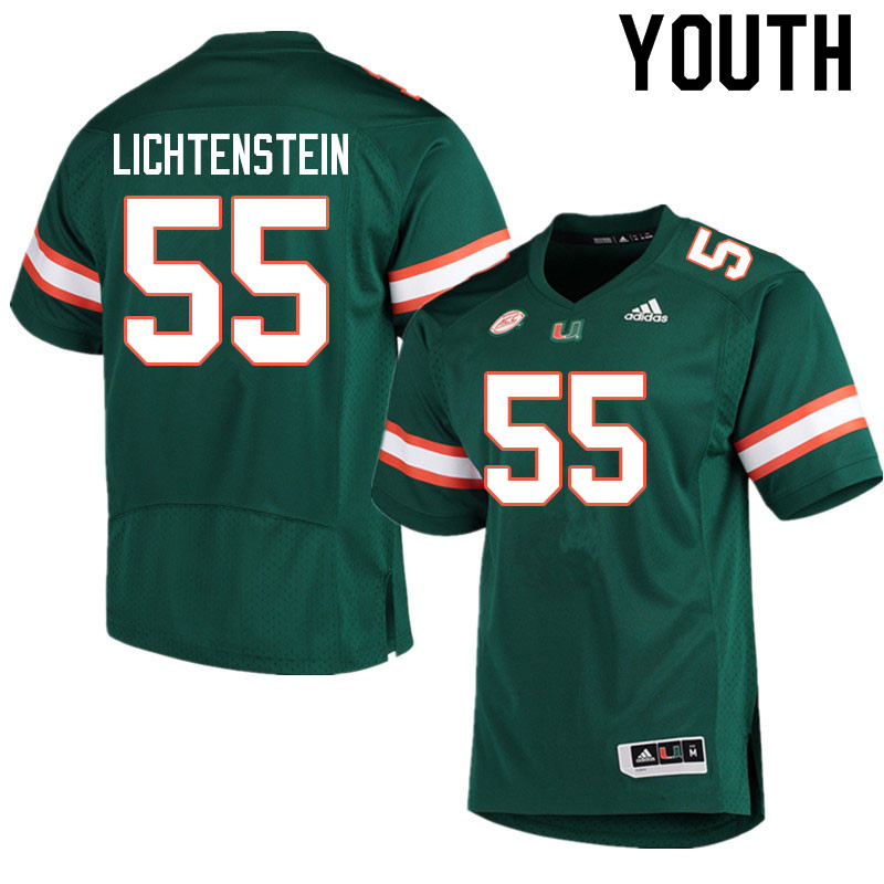Youth #55 Jacob Lichtenstein Miami Hurricanes College Football Jerseys Sale-Green - Click Image to Close